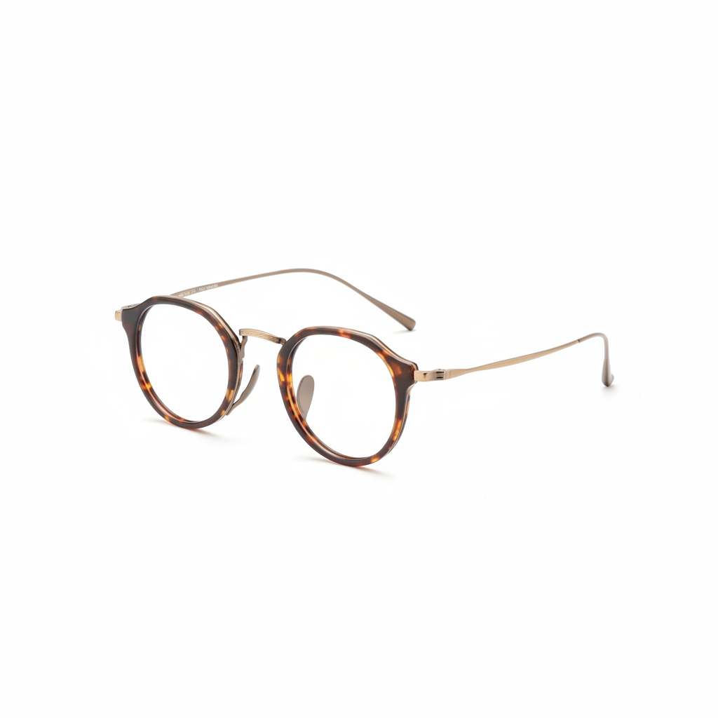 Retro Round Acetate & Titanium Eyeglasses Frame